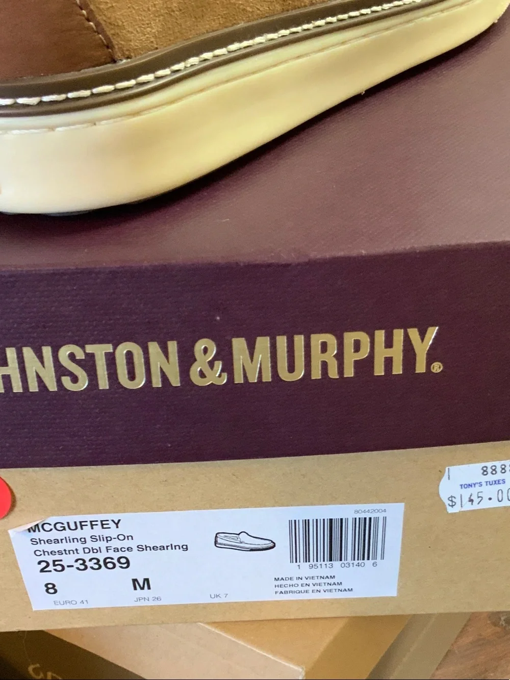 Johnston & Murphy Brown Suede Shearling-Lined Slip-On Loafers. #25-3369